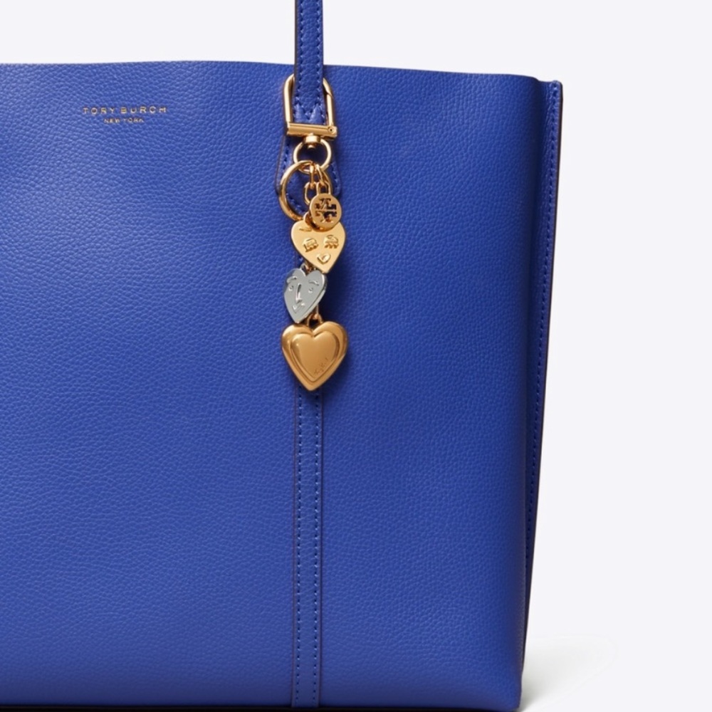 NWT authentic rare luxury Tory Burch silver gold face heart key fob - Picture 3 of 16